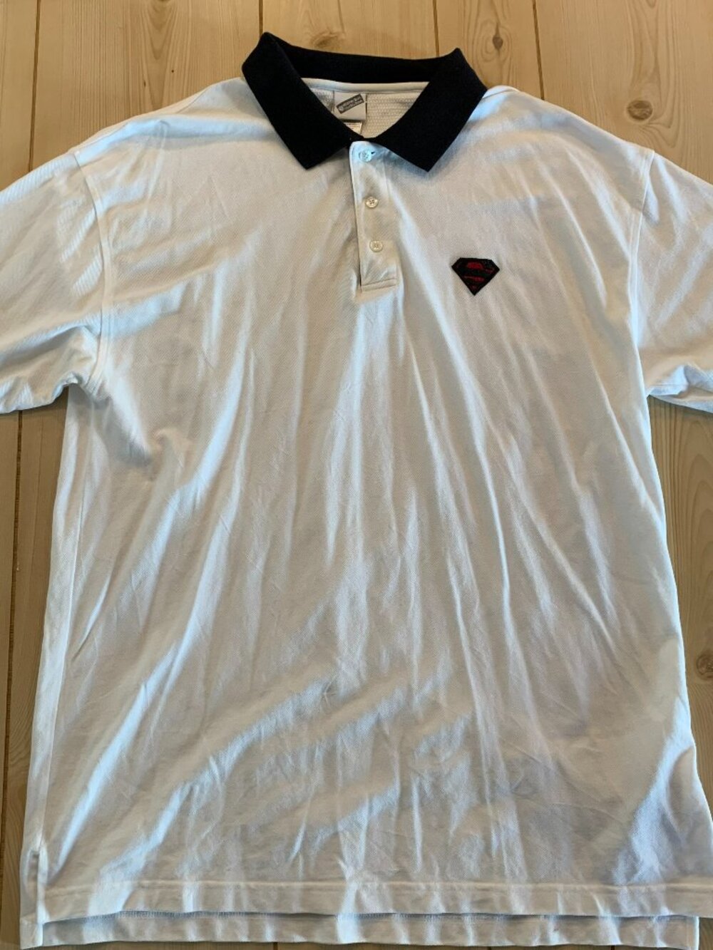 Vintage 90s Warner Bros. Studio Store 1999 Superman DC Comics Polo Shirt Size L